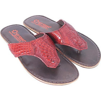 Dép Nam Da Cá Sấu Huy Hoàng HT7222 - Nâu Đỏ