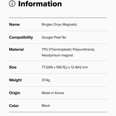 Ốp lưng cho Google Pixel 9a RINGKE Onyx Magnetic - Hàng Chính Hãng