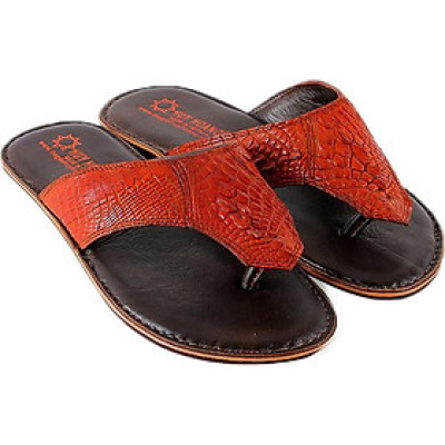 Dép Nam Da Cá Sấu Huy Hoàng HT7221 - Nâu Đỏ