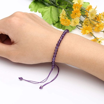 Vòng tay đá thạch anh phong thủy thiên nhiên size 6mm kết dây handmade cho Nữ