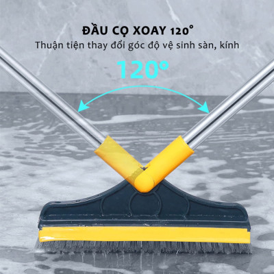 Cây chổi cọ sàn nhà vệ sinh dododios-S1 thông minh, bàn chải chà sàn nhà tắm và gạt nước đa năng cao cấp cán nhôm - Hàng chính hãng dododios