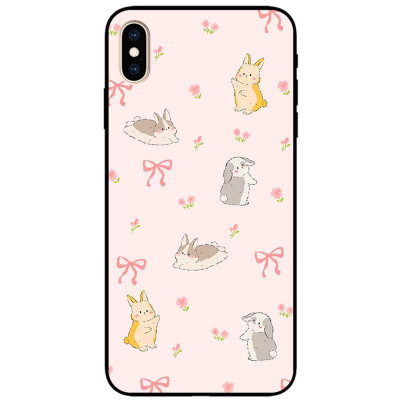 Ốp lưng cho iPhone X - iPhone Xs - Xs Max - XR - iPhone 11 - 11 Pro Max - Nơ Và Thỏ - Hàng Chính Hãng