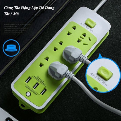 Ổ Cắm Điện Đa Năng Chống Giật Có Lỗ Cắm 3 Chấu - Tiết Kiệm Điện - PaKaSa