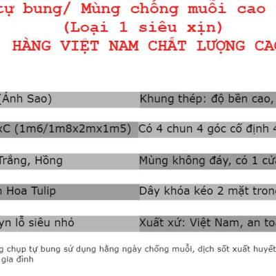 Mùng Chụp Tự Bung Cao Cấp Siêu Dày - thương hiệu A - Màu Xanh Da Trời  + Tặng kèm túi thơm thảo dược