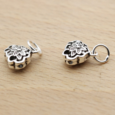 Combo 2 cái charm bạc hình túi họa tiết hoa treo - Ngọc Quý Gemstones