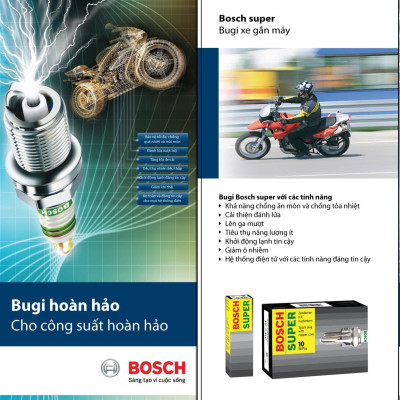 Bugi Xe Máy Chân Dài Honda Vario, Air Blade, Vision, Lead, PCX, Yahama. Grande, NVX, Nouvo, Piagio - Bosch UR2CC