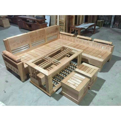 Bộ bàn ghế góc Như Ý gỗ xoan đào
