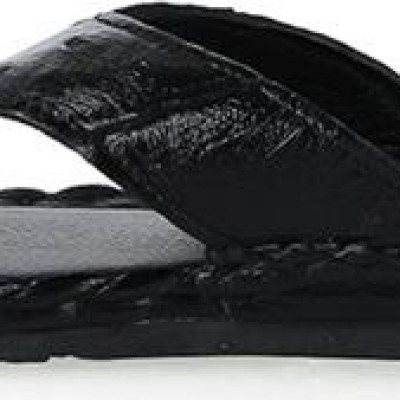 Dép nam da đà điểu Huy Hoàng da hột đan màu đen HT7417