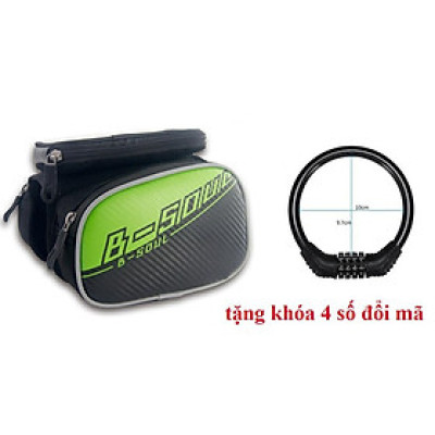 (Tặng khóa 4 số đổi mã )Túi 4 Ngăn Treo Sườn Xe Đạp Kèm Túi Chống Nước Cho Điện Thoại