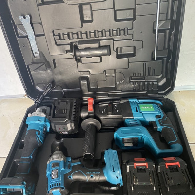 Bộ Combo Máy Khoan Đục Bê Tông, Máy Mài Và Máy Khoan Pin Dùng Pin 199V, 2 Pin 15Cell, Máy Khoan Siêu Khỏe, Siêu Bền (Tặng Hộp Đựng)