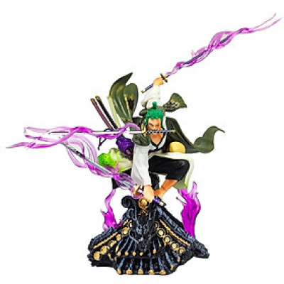 Mô hình One Piece : Mô hình Zoro wano trên mái nhà cao 16cm