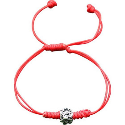 Vòng Kết Dây Đỏ Charm Hoa Bạc 4 Cạnh Ngọc Quý Gemstones GA1