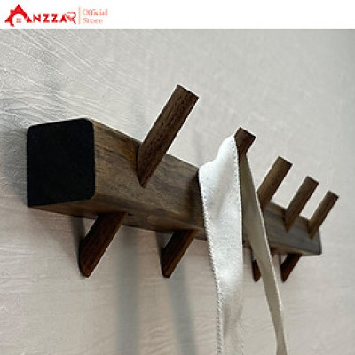 Móc Treo Quần Áo Gắn Tường Màu Nâu Rustic- Móc Gỗ Treo Quần Áo Anzzar - Móc Treo Tường Gỗ Tự Nhiên-M01