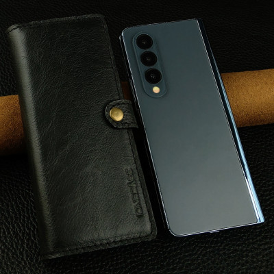 Bao da cho điện thoại Galaxy Z Fold4 có quai cài da bò thật