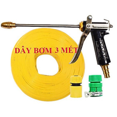 Bộ dây vòi xịt nước ️ , tăng áp 3 lần,loại 3m,5m 206318 đầu đồng,cút,nối nhựa vàng