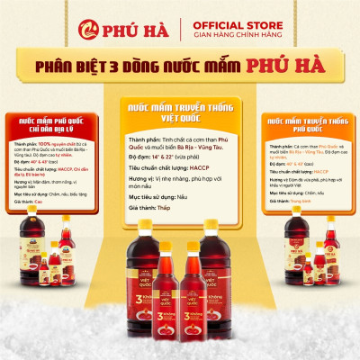 Nước mắm truyền thống Việt Quốc Phú Hà 22 độ đạm - 1 Chai 1 lít