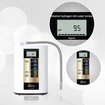 Máy lọc nước ion kiềm giàu hydro Atica Eco - Hàng chính hãng sản xuất bởi tập đoàn Hitachi Maxell Nhật Bản sử dụng công nghệ điện phân 2 lần làm giàu hydro trong nước tốt cho sức khỏe