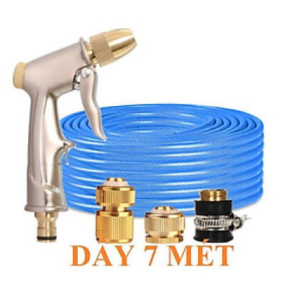Bộ dây vòi xịt nước ️ , tăng áp 3 lần, loại 7m, 10m 206701-1 đầu đồng, cút đồng, + mở chai