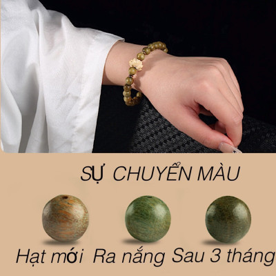 VÒNG TAY TỲ HƯU THU HÚT TÀI LỘC GỖ ĐÀN HƯƠNG XANH 8mm