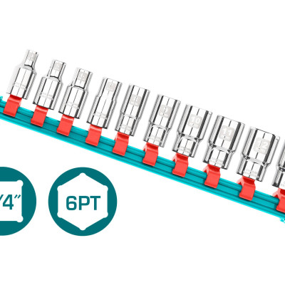 BỘ 10 ĐẦU TUÝP 1/4 INCH TOTAL THT1411023 - HÀNG CHÍNH HÃNG