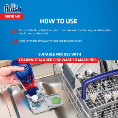 Nước làm bóng và khô chén, đĩa Finish Dishwasher Shine & Dry Regular 400ml PTT017391