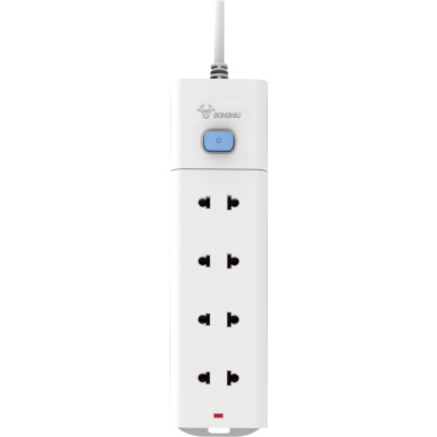 Ổ Cắm Điện Gongniu Đa Năng 4 Ổ 1 Công Tắc – Công Suất 10A/250/2500W – Trắng – Chính Hãng (V1040)