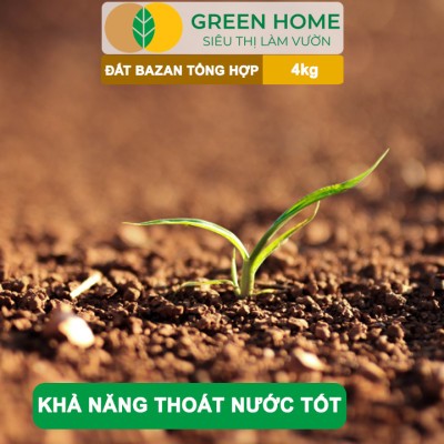 Đất Bazan GreenHome, Bao 4kg, Đất Trồng Cây, Bổ Sung Phân Hữu Cơ,Trồng Hoa Hồng, Kiểng
