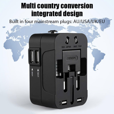 Ổ Cắm Điện Du Lịch Quốc Tế Đa Năng Tích Hợp 2 Cổng USB . Chất Liệu Nhựa PC Chống Cháy Phù Hợp Với Hơn 150 Quốc Gia - Hàng chính hãng 