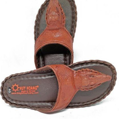 Dép nam Huy Hoàng đầu cá sấu màu nâu đỏ HT7239