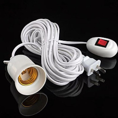Đui đèn dây điện dành cho bóng led liền dây E27 có công tắc dài nhiều kích thước từ 3-10m màu trắng chống vỡ, chống thấm nước
