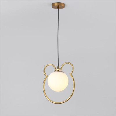 Đèn thả DETIU chao thủy tinh địa cầu, khung mạ vàng hình gấu trúc độc đáo - kèm bóng LED chuyên dụng (80).