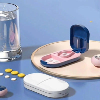 Dụng Cụ Cắt Thuốc Viên Hộp Dụng Cụ Cắt Thuốc Cắt Viên Nén Chính Xác Kiêm Hộp Đựng Thuốc Tiện Dụng - Giao Màu Ngẫu Nhiên