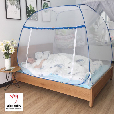 Màn Chụp , Mùng Chụp Đỉnh Rộng Cao Cấp Mộc Miên - Mẫu Không Viền Chân Hoạ Tiết ( Hà Nội )
