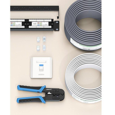 Ugreen UG80182NW144TK RJ45 - RJ11 mặt nạ mạng âm tường màu trắng LAN 1 cổng RJ45 và 1 cổng RJ11 telephone hình vuông 86 mm x 86 mm - HÀNG CHÍNH HÃNG