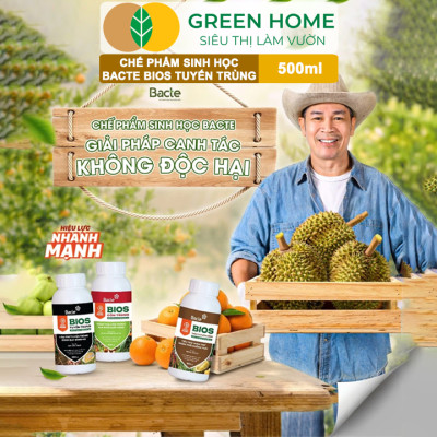 Chế Phẩm Sinh Học Bacte Bios Tuyến Trùng, Green Home, Chai 500ml, Từ Thảo Mộc, Hiệu Lực Nhanh Mạnh