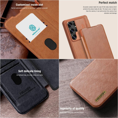 Bao da cho Samsung Galaxy S25 Ultra 5G và S22 - S23 Ultra 5G Nillkin Qin Pro - bảo vệ Camera - Hàng chính hãng