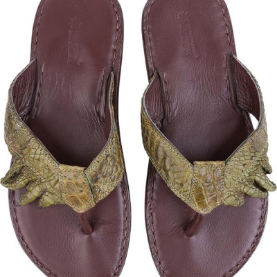 Dép Nam Da Cá Sấu Móng Tay Huy Hoàng HT7217 - Rêu