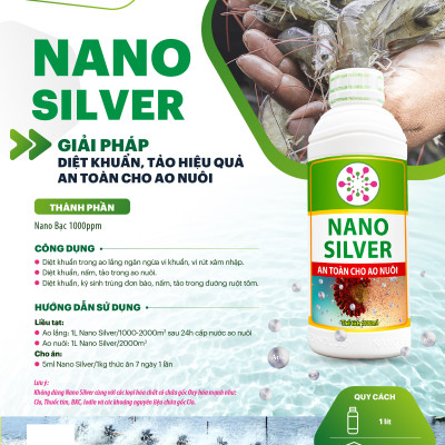 Dung dịch Nano Bạc - Nano Silver Xử lý nấm, vi khuẩn, tảo có hại, làm trong nước bể cá, ao nuôi, khử mùi hôi tanh cho tôm, cá, thủy sản 1000ml