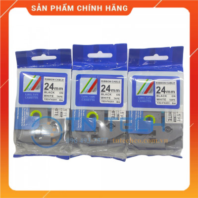 Nhãn In TZ2-FX251 - Đen nền trắng 24mm x 8m - Dùng cho máy in BROTHER - AIMO - PUTY [Hàng nhập khẩu]