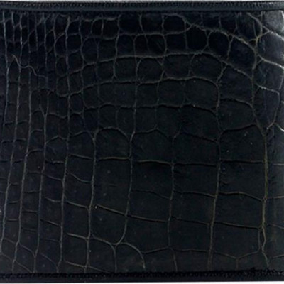Ví Nam Da Cá Sấu Gai Bụng Huy Hoàng HT2201 (12.5 x 10 cm) - Đen