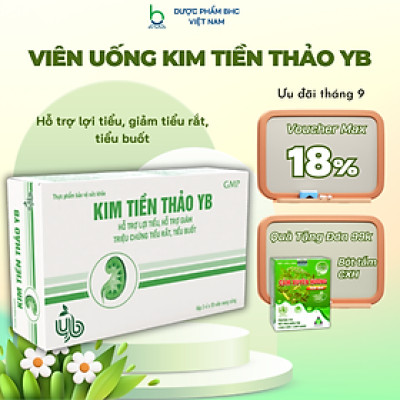 Viên Uống Kim Tiền Thảo YB Hỗ Trợ Lợi Tiểu, Giảm Tiểu Rắt, Tiểu Buốt - Hộp 30 viên
