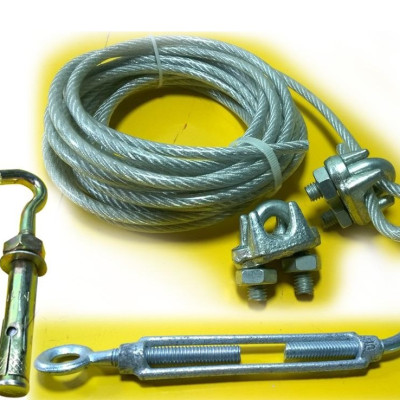 Dây phơi quần áo Phi 5mm Dài 5m, Tặng 2 khóa cáp, 1 tăng đơ, 2 nở móc