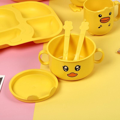 Full bộ 5 món khay ăn dặm hình con vịt vàng siêu đáng yêu - Bộ bát ăn dặm cho bé 5 chi tiết hình con vịt.