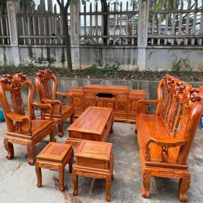Bộ bàn ghế minh quốc đào tay 12 gỗ hương đá ( Anh Tú - Đà Nẵng )