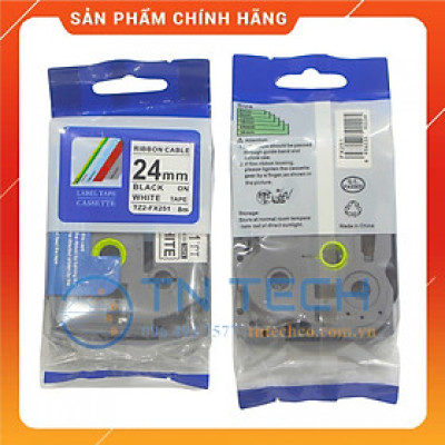 Nhãn In TZ2-FX251 - Đen nền trắng 24mm x 8m - Dùng cho máy in BROTHER - AIMO - PUTY [Hàng nhập khẩu]