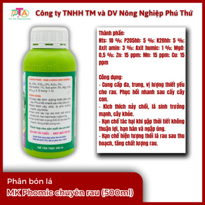 Phân bón lá Đầu Trâu MK Phomic chuyên rau - chai 500ml