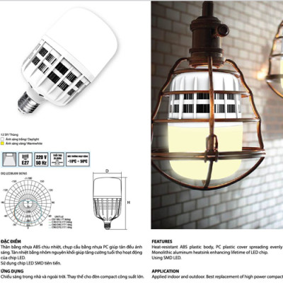 Đèn LED Bulb Công Suất Lớn Điện Quang ĐQ LEDBU09 20765 (20W Daylight, Nguồn Tích Hợp)