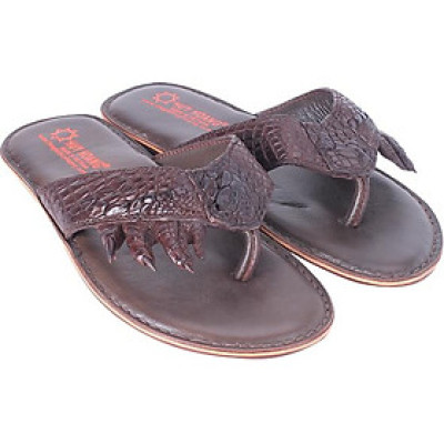 Dép Nam Da Cá Sấu Móng Tay Huy Hoàng HT7216 - Nâu Đất