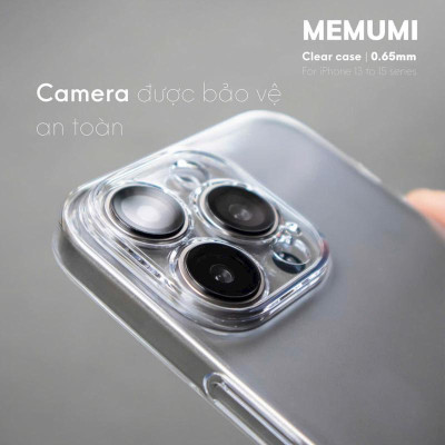 Ốp lưng Memumi trong Siêu mỏng bảo vệ camera cho IPhone 16 Pro Max / 15 Plus / 14 /13 . Super Slim Clear Case - Hàng chính hãng