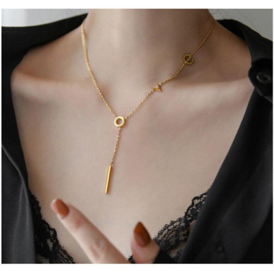 Dây chuyền nữ titan thời trang cao cấp mặt chữ Love cách điệu thép không gỉ trangsucpt 3 màu DCNUT88